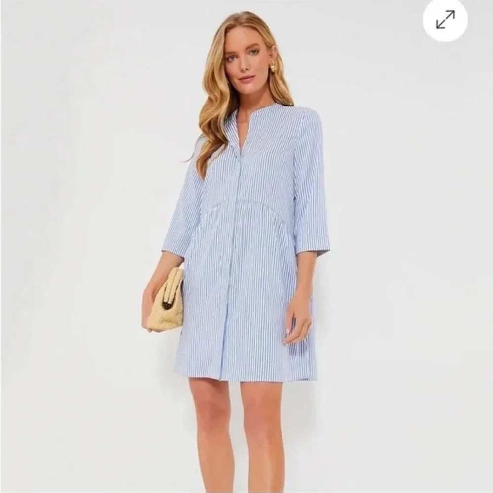 Tuckernuck Dress Women Extra Small NWT Blue White Cotton Royal Shirtdress Stripe